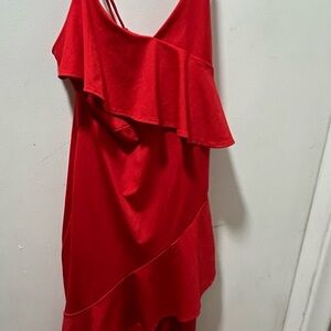 Elegant Red Ruffle Dress